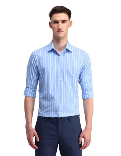 Arrow Men's Checkered Regular Fit Shirt (ARAISH0229_Blue