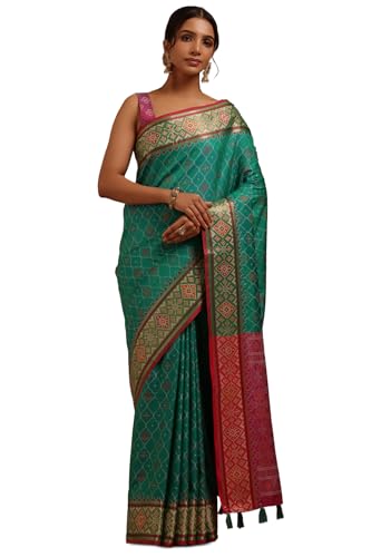 Soch Womens Green Soft Silk Woven Design Saree