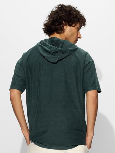 The Souled Store Kale Men and Boys Short Sleeves Solid Cotton Oversized Hooded T-Shirts