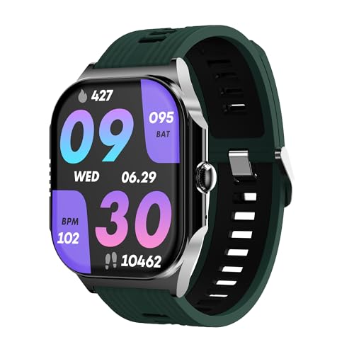 Pebble Alive 1.99" (5.05 cm) Amoled Display, Quick Notification, Always on Display, BT Calling, Health Suite, Mutisports Mode, Father Touch, Multiple Watch Faces, AI Voice Assistance - Forest Green