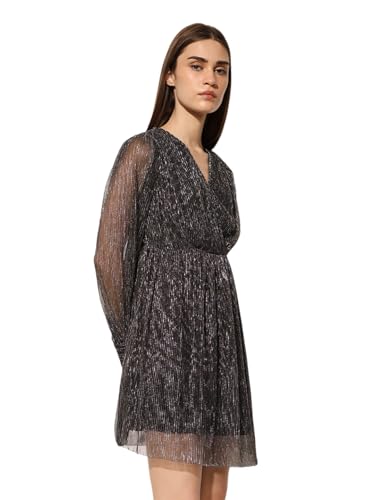 ONLY Women's Embellished Fit and Flare Black Dress