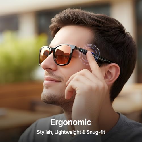 pTron Orbis Urban Smart Clip-On Smart Glasses w/Bluetooth V5.4, Open Ear Music, Handsfree Calls, Protects Eye from Blue Light Emitted from Digital Screens, 8Hrs Playtime, Connect with Phones