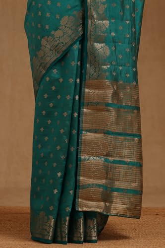 Soch Womens Teal Green Art Silk Zari Woven Saree