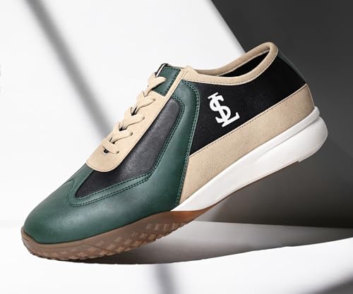 LOUIS STITCH Men’s Green and Black Casual Lightweight Lace-Up Sneakers for Men| Cushioned Comfort | Dual-Color TPR Sole | Lightweight & Comfortable Casual Lace-Up Shoes | LSP-SNK-AVI-017 | UK-11