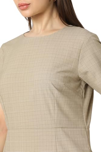 Van Heusen Women's Polyester Blend Modern Knee-Length Dress (VWDRCRGBT93729_Beige