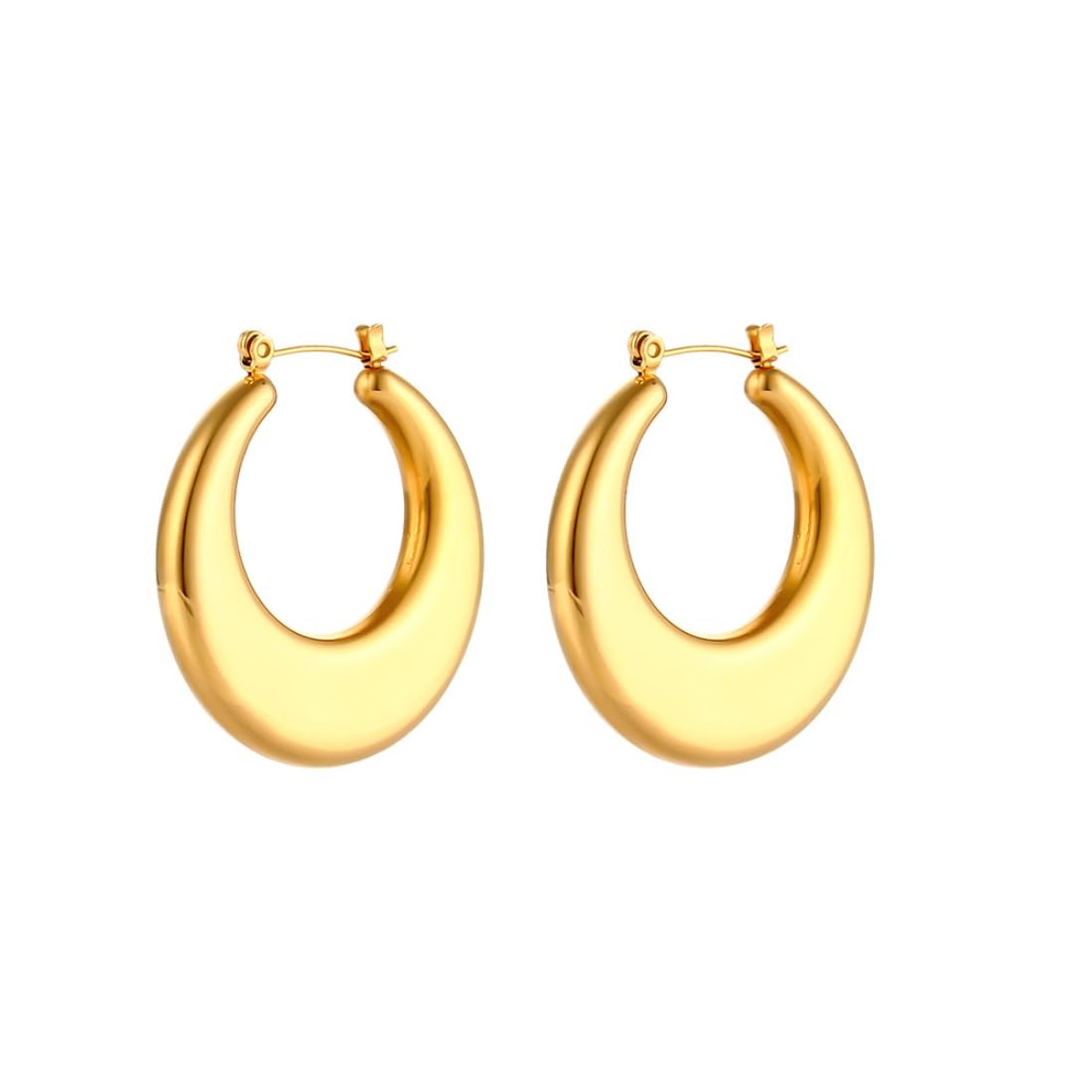 Aaishwarya 18K Gold Plated Moon Shaped Hoops | Earrings for Women and Girls | Minimal Dainty Jewelry | Waterproof & Anti-Tarnish Jewels | Stainless Steel Earring | Everyday Accessory | Jewelry Gift