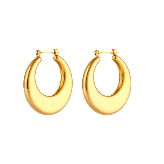 Aaishwarya 18K Gold Plated Moon Shaped Hoops | Earrings for Women and Girls | Minimal Dainty Jewelry | Waterproof & Anti-Tarnish Jewels | Stainless Steel Earring | Everyday Accessory | Jewelry Gift