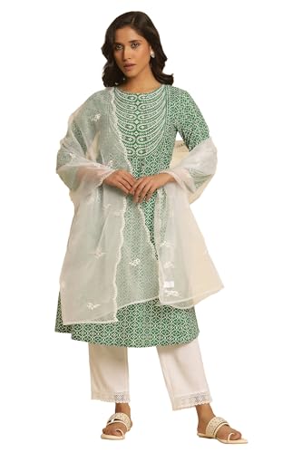 W for Woman White Organza Embroidered Dupatta (Size: Free Size)-W82234-400384