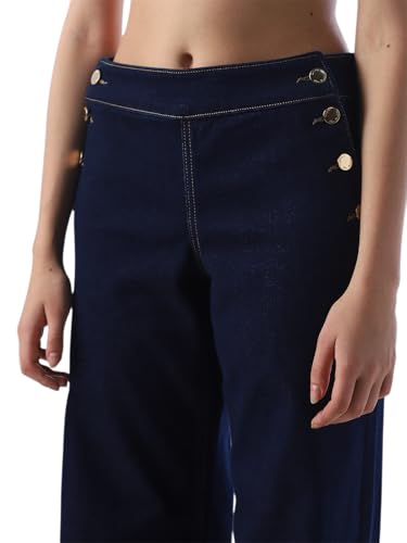 ONLY Women's Solid Wide Leg High-Rise Blue Jeans