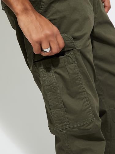 Max URB_N Men Relaxed Fit Solid Cargos (Green_34)
