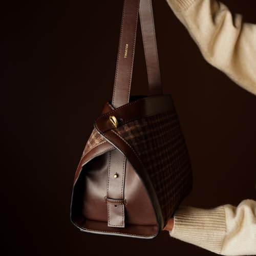 Theater Professor Harold Brown Tweed Shoulder Bag for Women Spacious Structured Handbag with Adjustable Shoulder Straps for Office Work and Travel