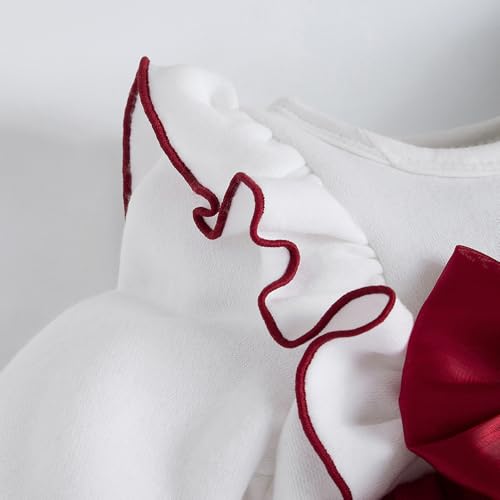 Hopscotch Girls Maroon Full Sleeves Oversized Bow Applique Onesie For Age (18-24 Months)