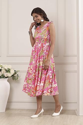 Biba Women Pink Viscose Rayon Kalidar Dress_38