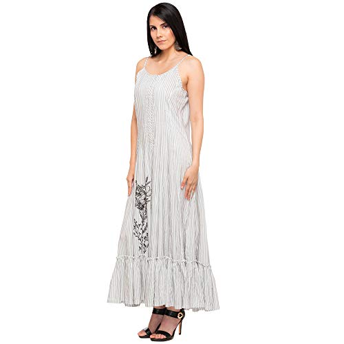 BIBA Women YARNDYED Mix and Match(Dresses 14874_White Gray_34)