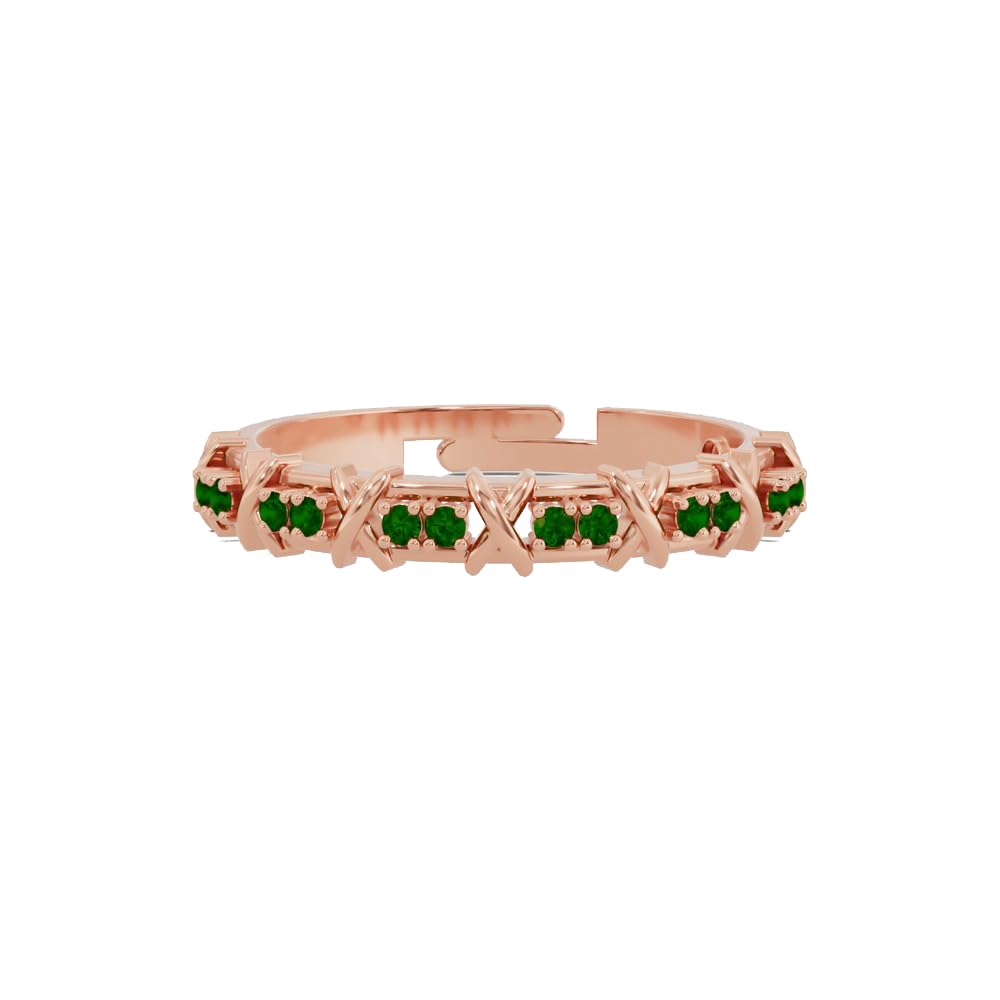 U ARE 925 Sterling Silver 18K Rose Gold Plated Eternal Circle Ring with Emerald Green Cubic Zirconia | Gift for Women and Girls | With Certificate of Authenticity and 925 Stamp