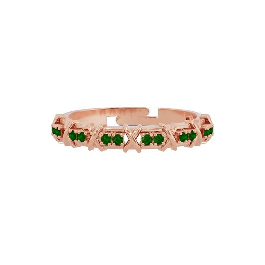 U ARE 925 Sterling Silver 18K Rose Gold Plated Eternal Circle Ring with Emerald Green Cubic Zirconia | Gift for Women and Girls | With Certificate of Authenticity and 925 Stamp