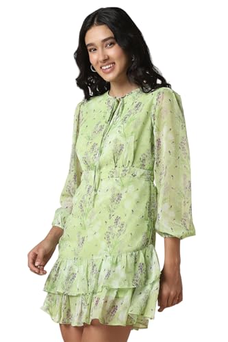 Allen Solly Women's Polyester Modern Mid-Thigh Length Dress (AHDRWRGFM94186_Green