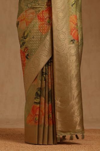 Soch Womens Green Dola Silk Zari Woven Saree
