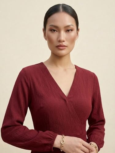 Varanga Modern Edge Dress Maroon
