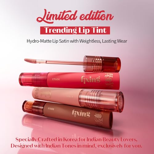 ETUDE Fixing Tint| Long Lasting Liquid Lipstick |Waterproof, Smudgeproof, Lightweight Matte Finish Lip Stain| Full Coverage|Korean Makeup|Limited Edition Fixing Tint| Nude Noor-4g