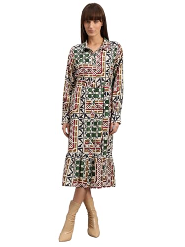 VERO MODA Women's Fit and Flare Multicolor Dress