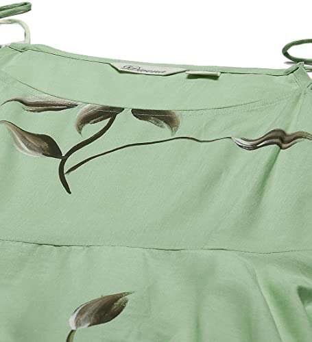 Limedivaa Light Green Hand Painted Floral Anarkali Kurta Pant Set with Dupatta (Medium, Green)