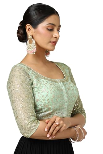 Soch Womens Light Green Net Blouse with Sequins