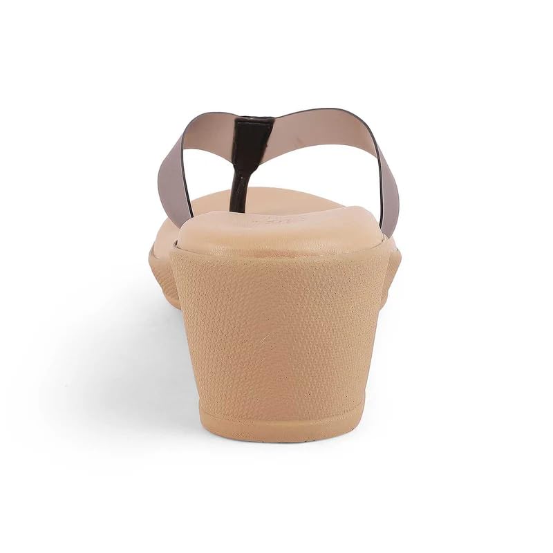 tresmode TERNTO Women's Wedges Sandals Platform Heels Black, 7 UK / 40 EU - Round Open Toe Comfortable Soft Casual Footwear