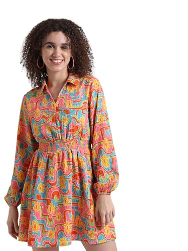 ONLY Women's Polyester Blend Classic Mini Dress (Kumquat) - SaumyasStore