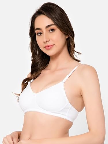 Clovia Women's Cotton Non-Padded Non-Wired Full Coverage Multiway T-Shirt Bra (BR3002T18_White_36D)
