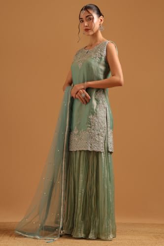 Soch Womens Sap Green Fendi Zari Embroidery Salwar Suit