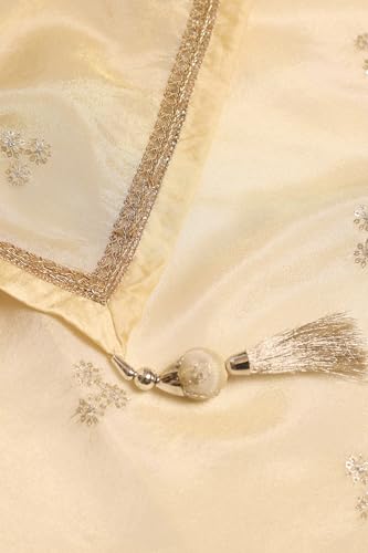 Soch Women's Brocade Lehenga Choli Set (OWS5CD21775_Cream_XL)