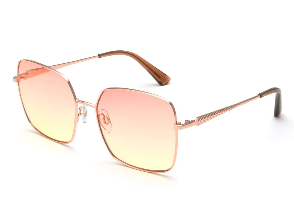 IDEE 100% UV protected sunglasses for Women | Size- Large | Shape- Square | Model- IDS2743RC2SG (Shiny Rose Gold)