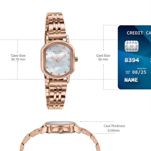 Sonata Poze 8 Quartz Analog with MOP-White Dial IP Rose Gold Stainless Steel Strap Watch for Women - SP80161WM01W