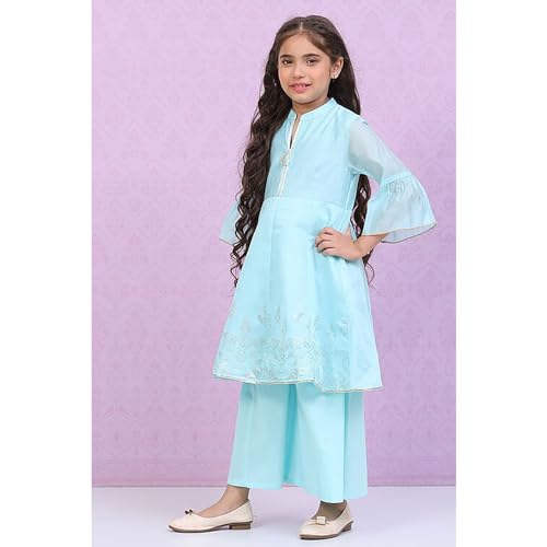 Biba Girls Polyester Kalidar Printed Suit Set(KW5020E_3_Blue)