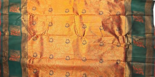 SREE KUMARAN Women's Kanchipuram Kubera Brocade Silk Pure Pattu Sarees With Blouse