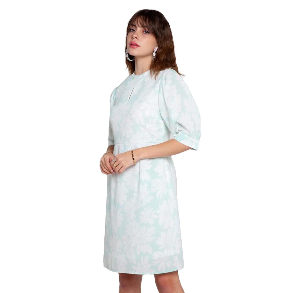 Zink London Women's Blue Floral Print Flared Short Dress