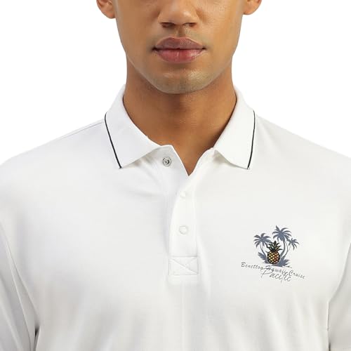 UNITED COLORS OF BENETTON Regular Fit Polo Neck Solid T-Shirt (Size: XL)-25P3059J3340I101 Blue