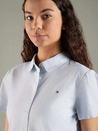Tommy Hilfiger Striped Regular Fit Cotton Shirt Blue