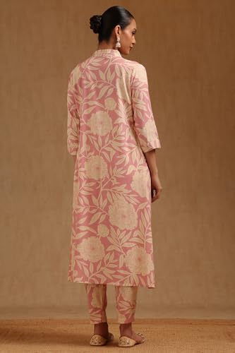 Soch Womens Pink Rayon Botanical Print Co-Ord Set