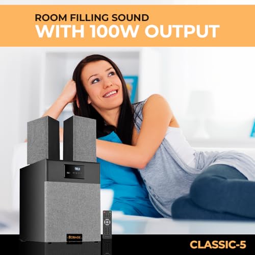 OBAGE Newly Launched Classic-5 100W 2.1 Home Theatre System with HDMI ARC, Optical in, Bluetooth V5.3, USD,FM, AUX