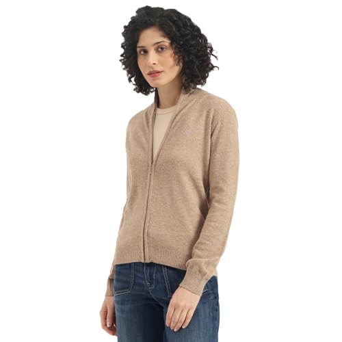 United Colors of Benetton Women's Wool Mock Neck Cardigan (25A108OU5530G901_Beige