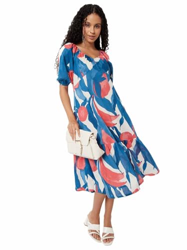 Max Women's Cotton A-Line Below The Knee Dress (NP59003_Multi