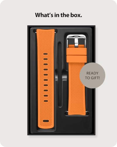 Fullmosa 20mm No‑Gap Curved Silicone Watch Strap (Orange) | [No Watch] Premium Watch Band for Samsung Galaxy Watch 7/6/5/4 40mm 44mm,Garmin Vivoactive,Noise ColorFit Ultra,boAt Vertex