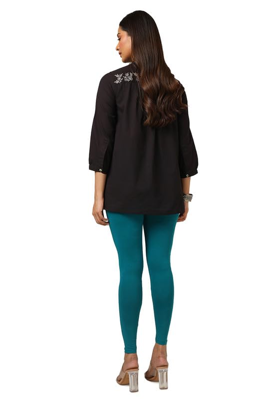 Soch Womens Teal Solid Leggings