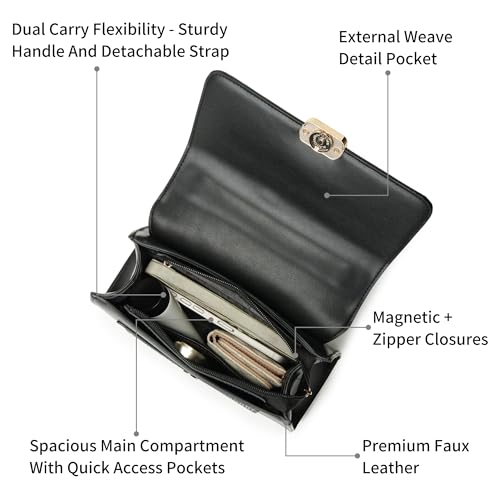 Fastrack ModLock Satchel | Women’s Faux-Leather Satchel | Dual Carry Options, Spacious Main Compartment & Quilted Front Pocket