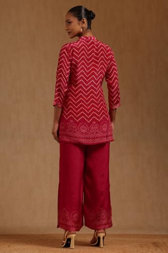 Soch Womens Fuchsia Crepe Chevrons Co-Ords Set
