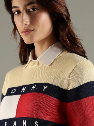 Tommy Hilfiger Relaxed Fit Cotton Crew Neck Sweater Yellow