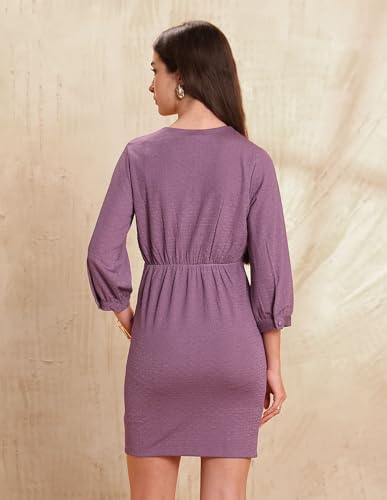 U.S. Polo ASSN. Women Textured Mini Sheath Dress (UWAW25DRS211_Plum_L)
