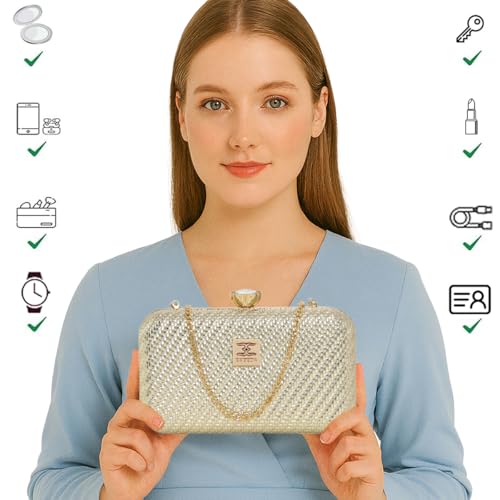 ESBEDA Gold Color Sparkle Luxe Women’s Clutch For WomensStylish Clutch | Gift Bag For Women